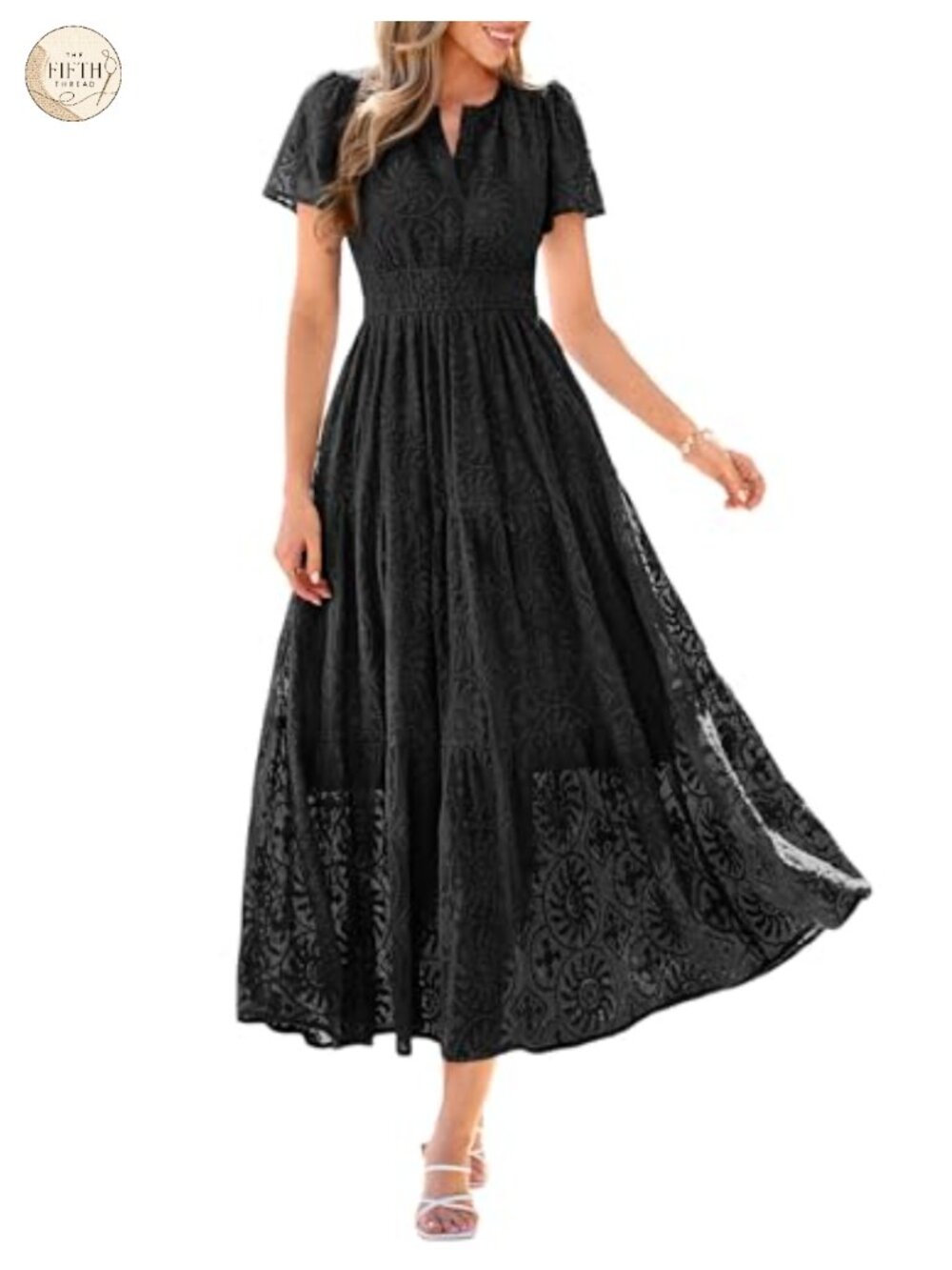 PRETTYGARDEN Women's Maxi Embroidered Boho Dress Wedding Guest V-Neck